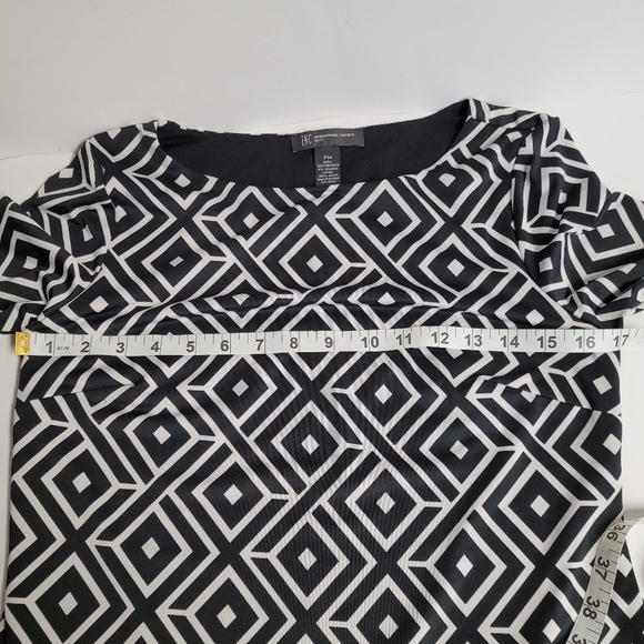 INC Black And White Long Sleeve Boat Neck Dress - Picture 8 of 10